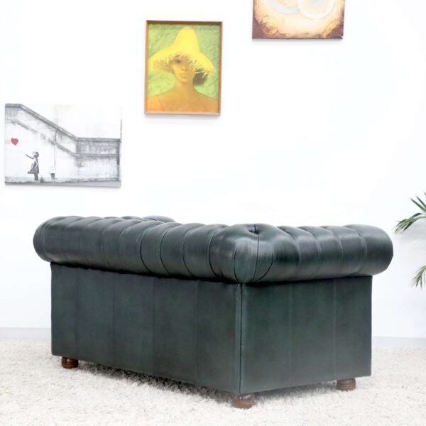 GENUINE LEATHER GREEN CHESTERFIELD 3 & 2 SEATER SOFA - Image 33
