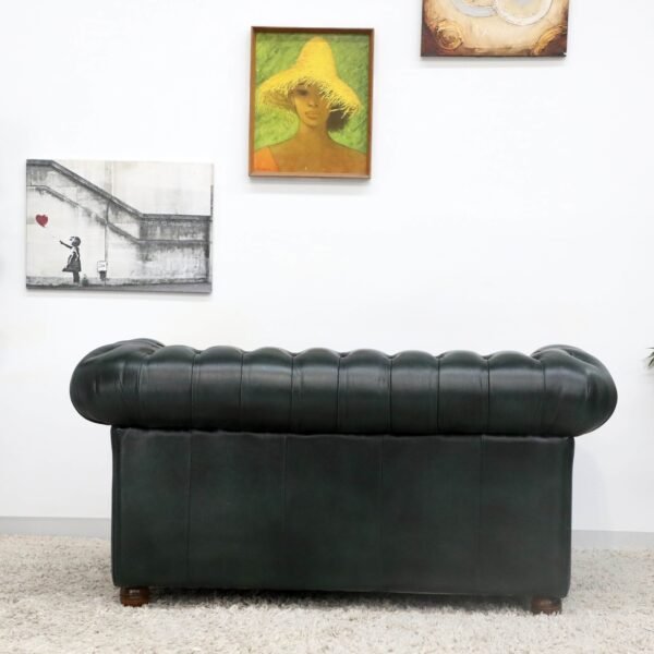 GENUINE LEATHER GREEN CHESTERFIELD 3 & 2 SEATER SOFA - Image 34