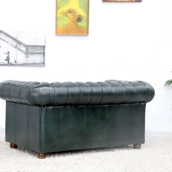 GENUINE LEATHER GREEN CHESTERFIELD 3 & 2 SEATER SOFA - Image 35