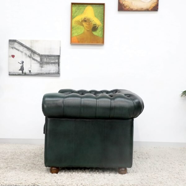 GENUINE LEATHER GREEN CHESTERFIELD 3 & 2 SEATER SOFA - Image 36