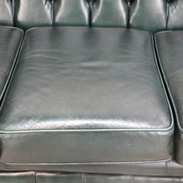 GENUINE LEATHER GREEN CHESTERFIELD 3 & 2 SEATER SOFA - Image 5