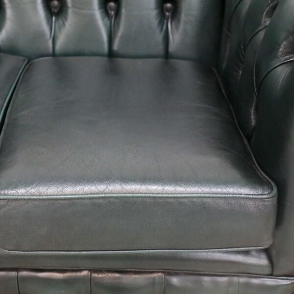 GENUINE LEATHER GREEN CHESTERFIELD 3 & 2 SEATER SOFA - Image 6