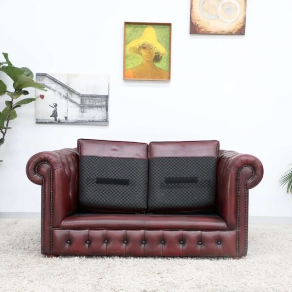 GENUINE LEATHER CHESTERFIELD 2 SEATER SOFA - Image 10