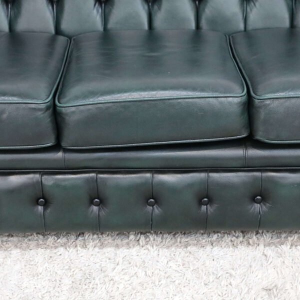 GENUINE LEATHER GREEN CHESTERFIELD 3 & 2 SEATER SOFA - Image 8