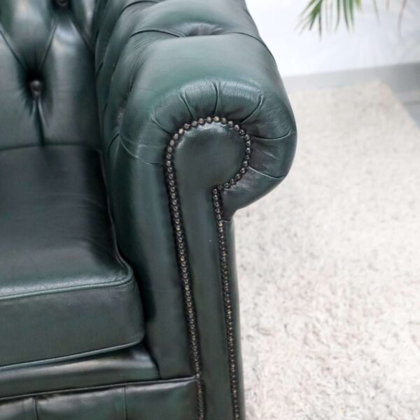 GENUINE LEATHER GREEN CHESTERFIELD 3 & 2 SEATER SOFA - Image 9
