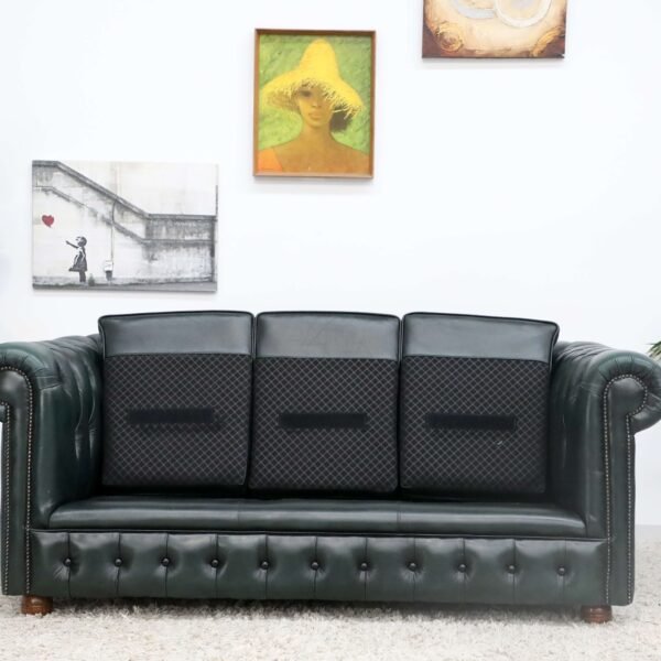 GENUINE LEATHER GREEN CHESTERFIELD 3 & 2 SEATER SOFA - Image 11