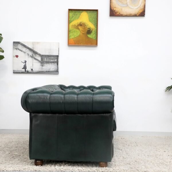 GENUINE LEATHER GREEN CHESTERFIELD 3 & 2 SEATER SOFA - Image 14