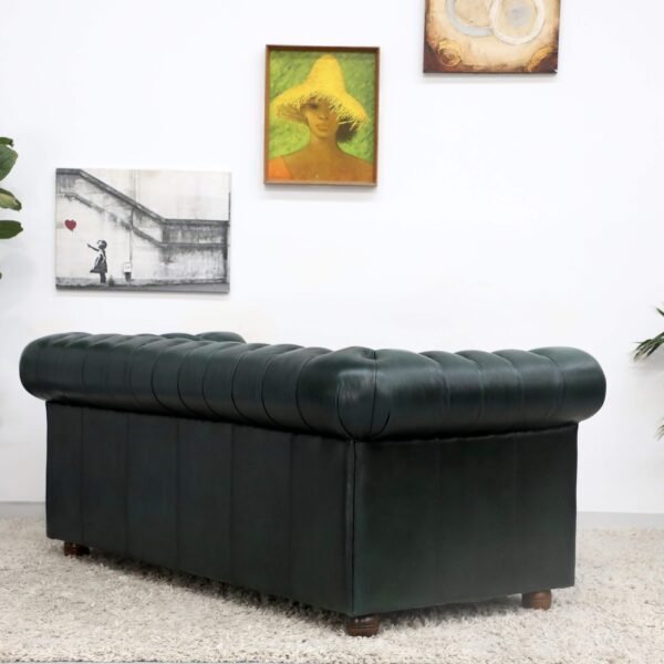 GENUINE LEATHER GREEN CHESTERFIELD 3 & 2 SEATER SOFA - Image 15