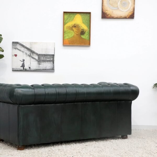 GENUINE LEATHER GREEN CHESTERFIELD 3 & 2 SEATER SOFA - Image 17