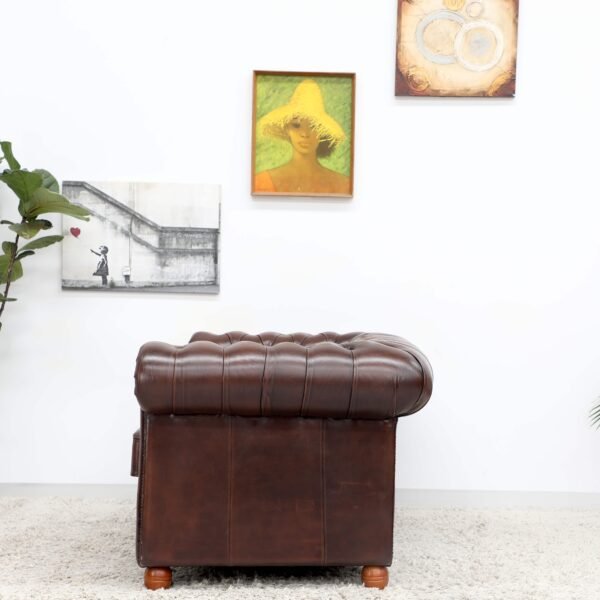 GENUINE LEATHER BROWN CHESTERFIELD 3 & 2 SEATER SOFA - Image 20