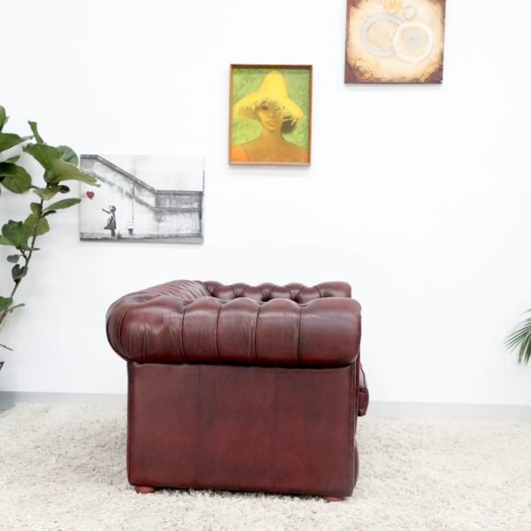 GENUINE LEATHER CHESTERFIELD 2 SEATER SOFA - Image 14