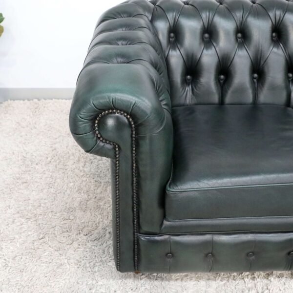 GENUINE LEATHER GREEN CHESTERFIELD 3 & 2 SEATER SOFA - Image 21
