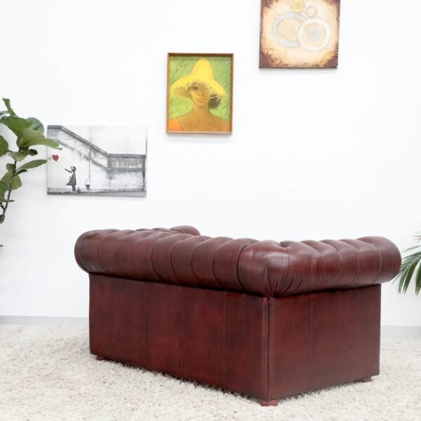 GENUINE LEATHER CHESTERFIELD 2 SEATER SOFA - Image 15