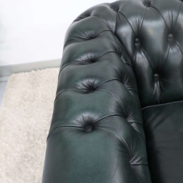 GENUINE LEATHER GREEN CHESTERFIELD 3 & 2 SEATER SOFA - Image 22