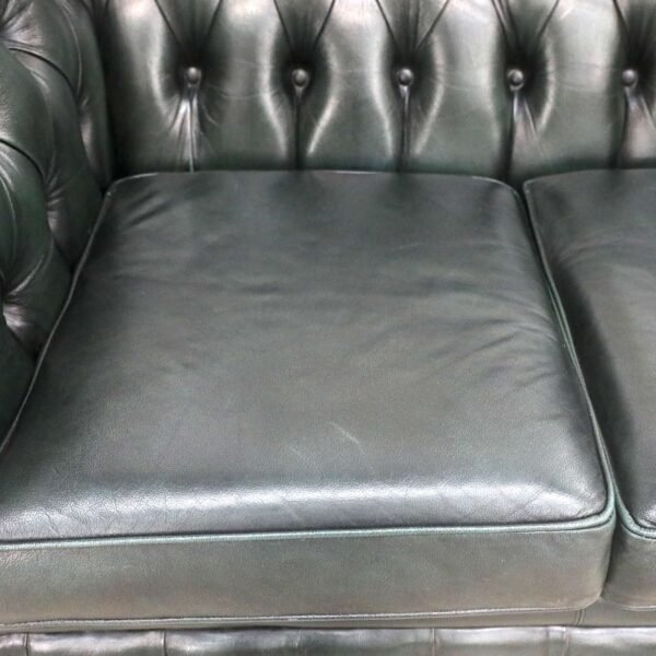 GENUINE LEATHER GREEN CHESTERFIELD 3 & 2 SEATER SOFA - Image 23