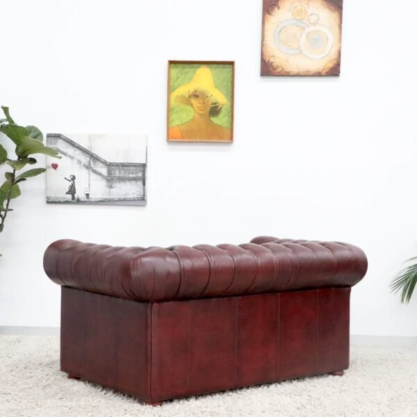 GENUINE LEATHER CHESTERFIELD 2 SEATER SOFA - Image 17