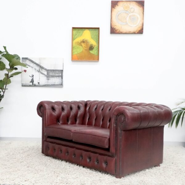GENUINE LEATHER CHESTERFIELD 2 SEATER SOFA - Image 19
