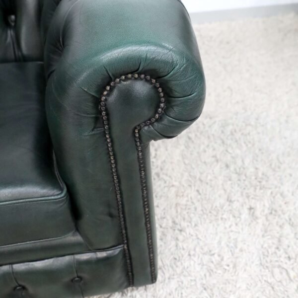 GENUINE LEATHER GREEN CHESTERFIELD 3 & 2 SEATER SOFA - Image 26