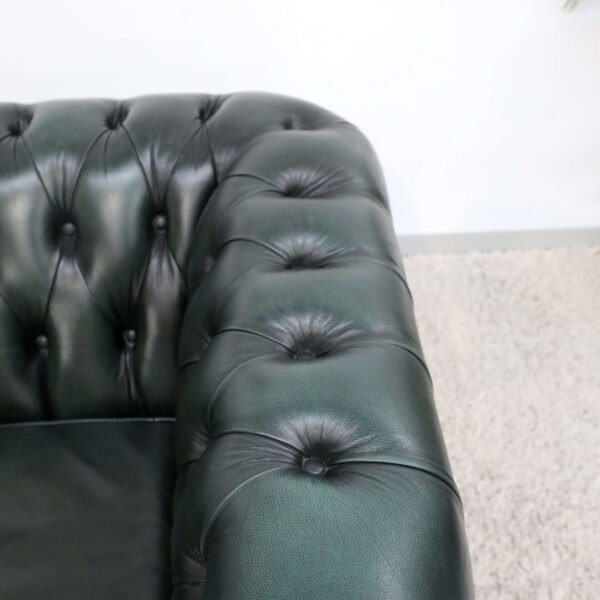 GENUINE LEATHER GREEN CHESTERFIELD 3 & 2 SEATER SOFA - Image 27