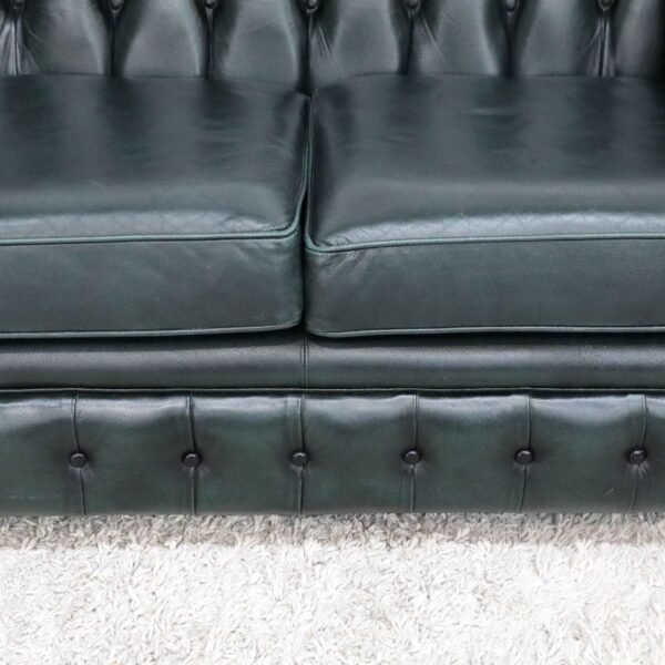 GENUINE LEATHER GREEN CHESTERFIELD 3 & 2 SEATER SOFA - Image 28
