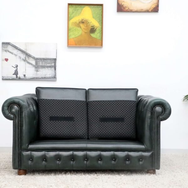GENUINE LEATHER GREEN CHESTERFIELD 3 & 2 SEATER SOFA - Image 29