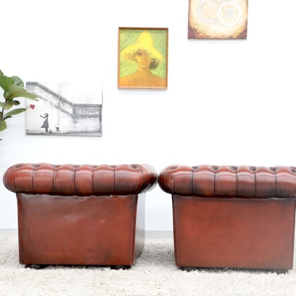 GENUINE LEATHER MORAN CHESTERFIELD 4 SEATER SOFA AND TUBCHAIRS - Image 34