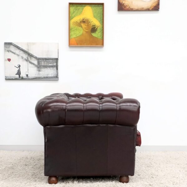 GENUINE LEATHER CHESTERFIELD 3 SEATER SOFA AND WING CHAIRS - Image 17