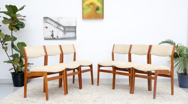 RETRO VINTAGE MID CENTURY DANISH STYLE DINING CHAIRS X6
