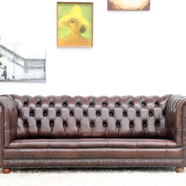 STUNNING VINTAGE CHESTERFIELD PAIR OF 3 SEATER SOFA - Image 14
