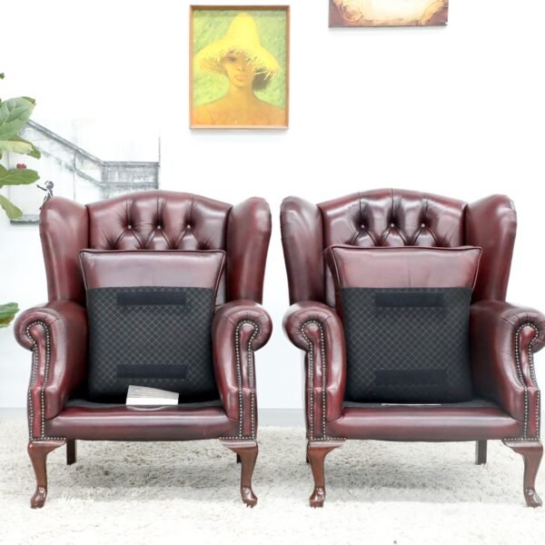 BEAUTIFUL CHESTERFIELD 3 SEATER SOFA AND WING CHAIRS - Image 28