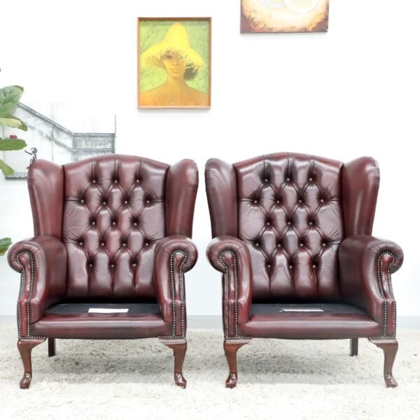 BEAUTIFUL CHESTERFIELD 3 SEATER SOFA AND WING CHAIRS - Image 29