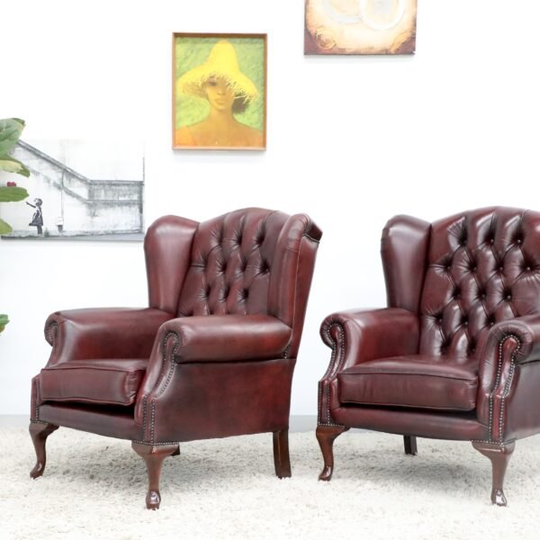 BEAUTIFUL CHESTERFIELD 3 SEATER SOFA AND WING CHAIRS - Image 36
