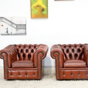 GENUINE LEATHER CHESTERFIELD MORAN TUB CHAIRS