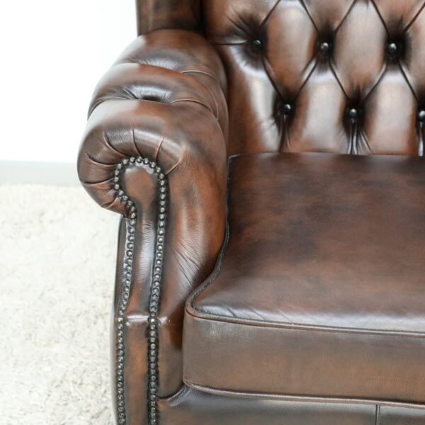 GENUINE LEATHER CHESTERFIELD WING CHAIRS - Image 2