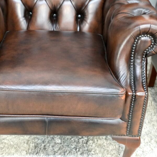 GENUINE LEATHER CHESTERFIELD WING CHAIRS - Image 3