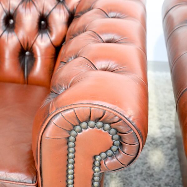 GENUINE LEATHER CHESTERFIELD MORAN TUB CHAIRS - Image 5