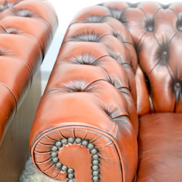 GENUINE LEATHER CHESTERFIELD MORAN TUB CHAIRS - Image 6