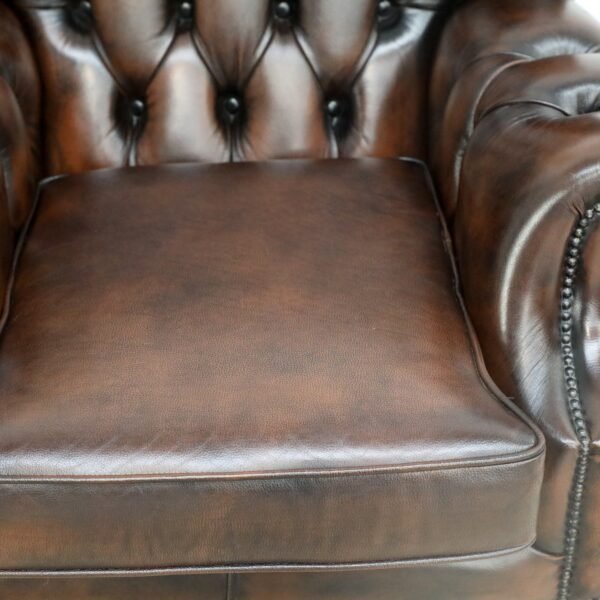 GENUINE LEATHER CHESTERFIELD WING CHAIRS - Image 6