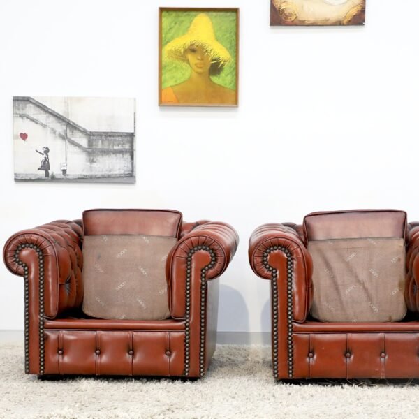 GENUINE LEATHER CHESTERFIELD MORAN TUB CHAIRS - Image 10