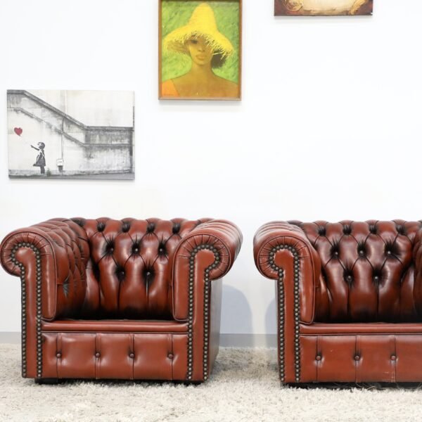 GENUINE LEATHER CHESTERFIELD MORAN TUB CHAIRS - Image 11