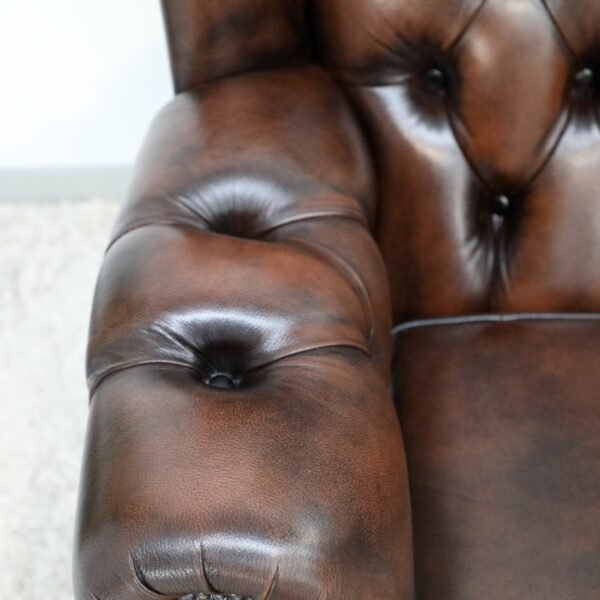 GENUINE LEATHER CHESTERFIELD WING CHAIRS - Image 10