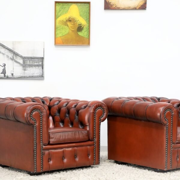 GENUINE LEATHER CHESTERFIELD MORAN TUB CHAIRS - Image 12