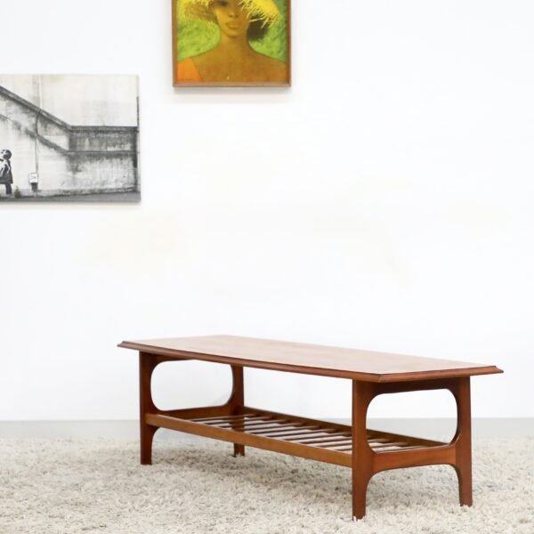 Retro Vintage Mid Century Coffee Table With Rack - Image 9