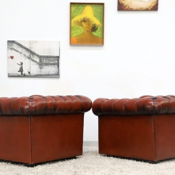 GENUINE LEATHER CHESTERFIELD MORAN TUB CHAIRS - Image 18