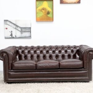 GENUINE LEATHER MORAN CHESTERFIELD 3 SEATER SOFA