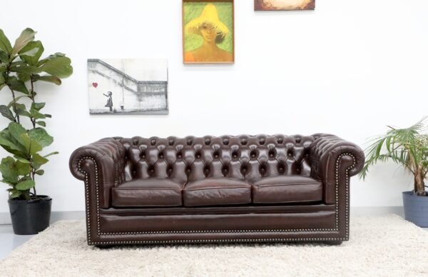 GENUINE LEATHER MORAN CHESTERFIELD 3 SEATER SOFA