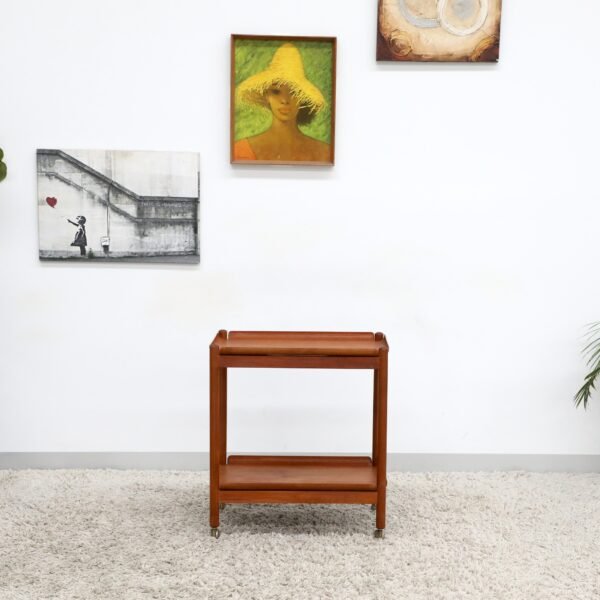 Retro Vintage Teak Drinks Trolley With Removable Trays - Image 2