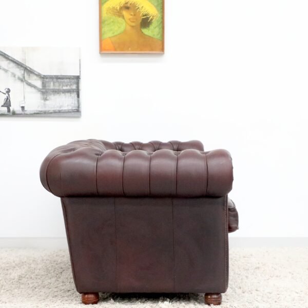 GENUINE LEATHER CHESTERFIELD PAIR OF 3 SEATER SOFA - Image 15