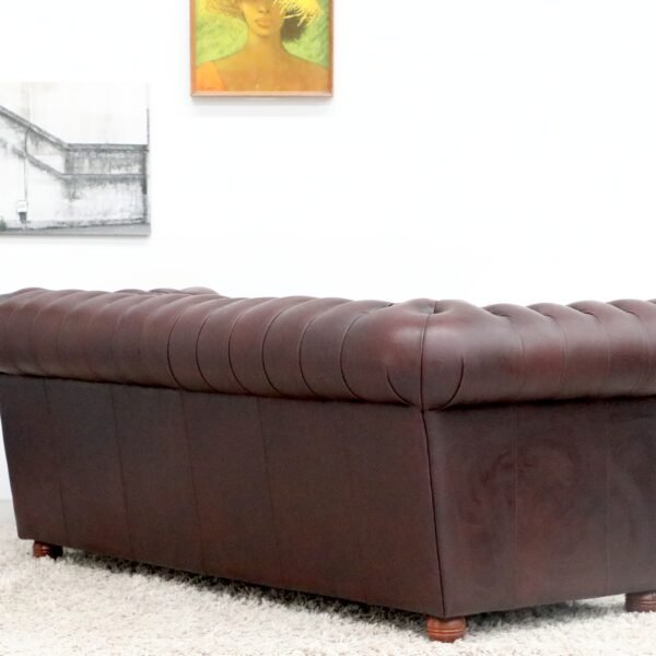 GENUINE LEATHER CHESTERFIELD PAIR OF 3 SEATER SOFA - Image 16