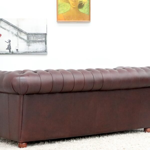 GENUINE LEATHER CHESTERFIELD PAIR OF 3 SEATER SOFA - Image 18